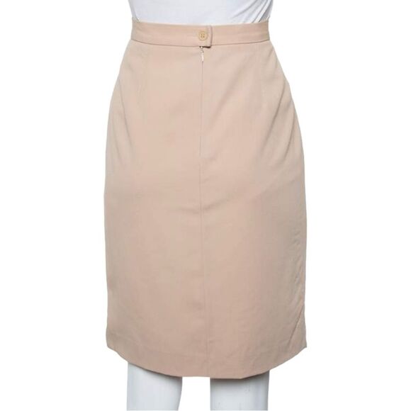 NWT MaxMara Beige Blush Wool Knee Length Pencil Skirt Size 6 Luxury Designer - Picture 4 of 12